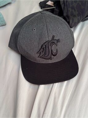 WSU Grey and Black Embroidered Logo Snapback Hat